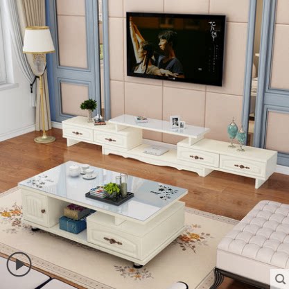 European TV cabinet Coffee table combination set Modern simple TV cabinet Small apartment Living room floor cabinet Simple bedroom