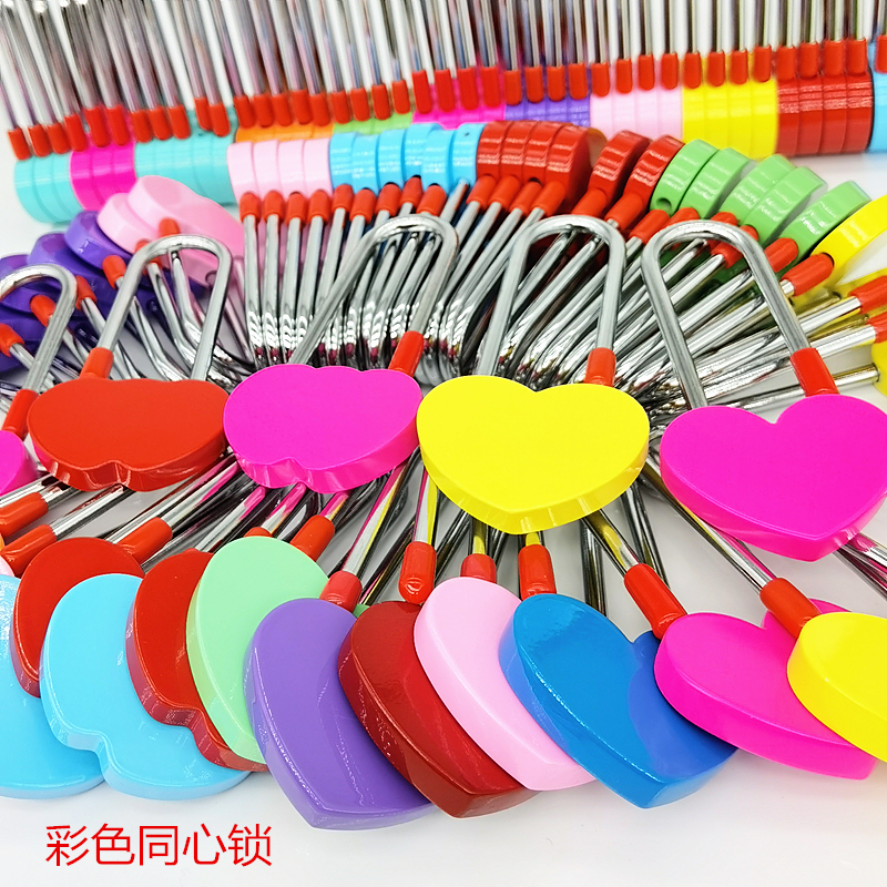 Colorful Concentric Locks with Engraved Inscriptions for Tourist Attractions, Heart-Shaped Locks for Couples at Nanshan Tower, Love Locks for Temples, Peace Locks, Wedding Locks