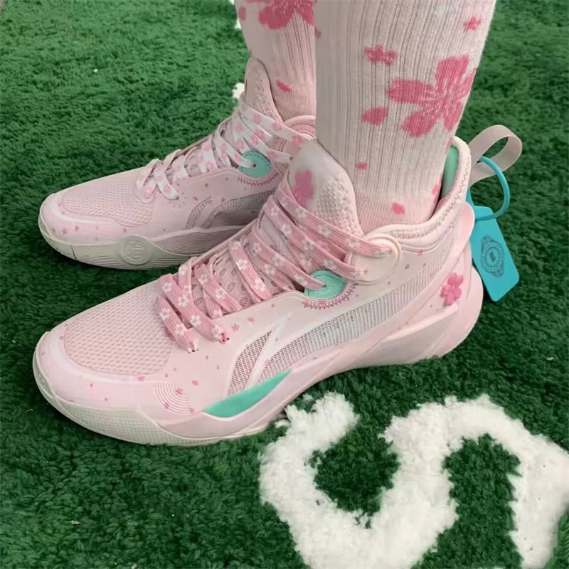 Li Ning 2022 Summer Sound Speed 10 Cherry Blossom Pink Man Team Edition Real Battle Professional Competition Basketball Shoes ABPS015