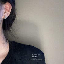 Ifhhh Evergreen 1 fit ear design sense vertical drill half ring earrings