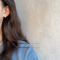 Ifhhhh two-color rose gold silver starry m word ear studs