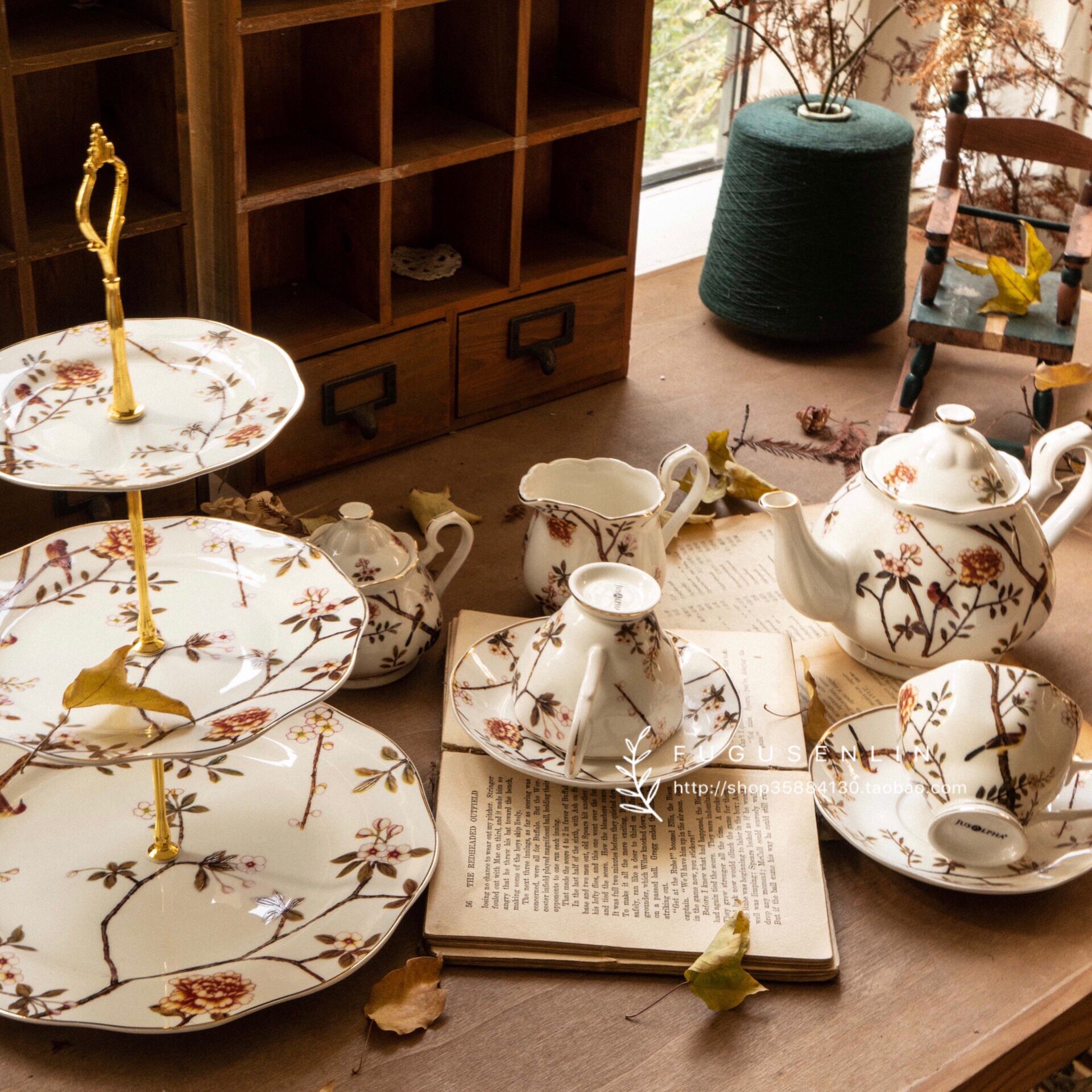 Light luxury Phnom Penh modern Chinese happy eyebrow ceramic household afternoon tea black tea flower tea coffee cup pot set