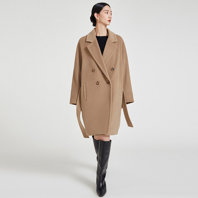 M family baiocco classic double-breasted profile small short section 101801 cashmere coat women's winter coat