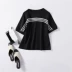 Áo phông thẻ tay áo nữ 2019 hè mới cổ tròn sọc đơn giản áo thun B9201507 - Cộng với kích thước quần áo Cộng với kích thước quần áo