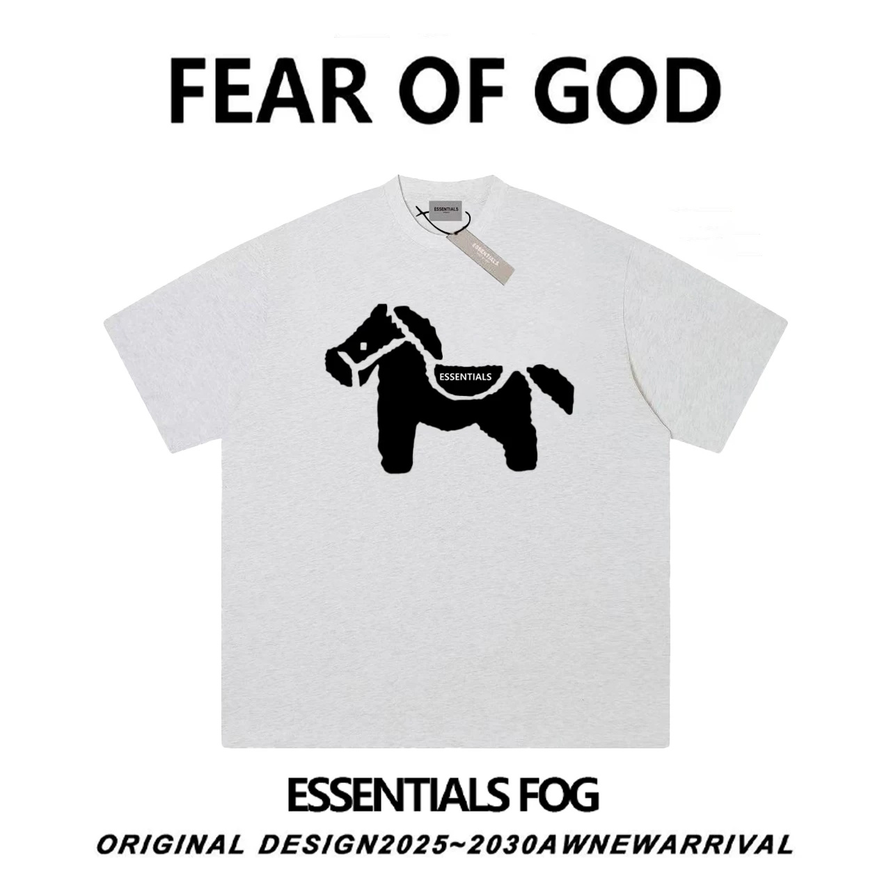 ESSENTIALS Pony, хлопковая футболка с круглым вырезом, новый сборник, оверсайз