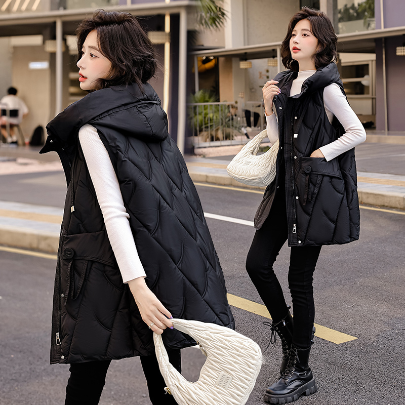 Down Cotton Vest Women's Coat Mid-Length Plus Size 2024 Autumn and Winter New Korean Style Loose Vest Women's Gilet Down Cotton Vest Women's Coat Mid-Length Plus Size 2024 Autumn and Winter New Korean Style Loose Vest Women's Gilet