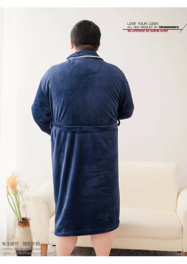 Áo choàng mùa thu và mùa đông cộng với phân bón XL chất béo dày dịch vụ tại nhà flannel nhung nhung áo choàng nam chất béo 佬 thêm mã lớn bộ pijama