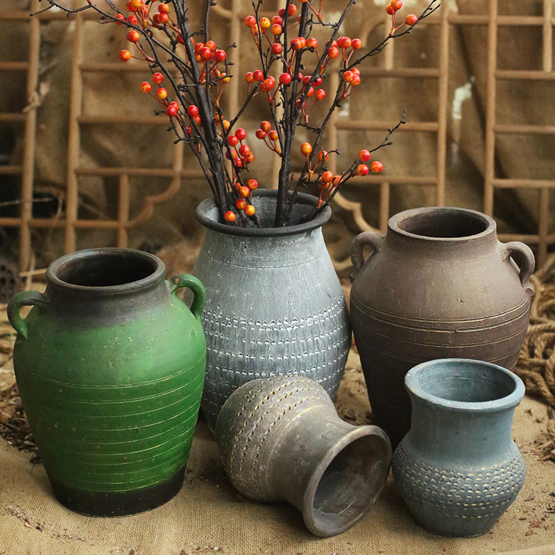 Succulent plant old pile pot flower pot large retro red clay crude pottery pot pottery pot breathable mage special clearance