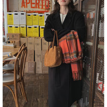 5siss temperament double-sided cashmere coat womens autumn and winter lace-up double-breasted high-end 100 pure wool woolen coat