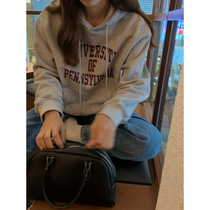 5siss 2022 Winter Korean version 100 hitch printed cover headliner with cap plus velvet chic harbor wind blouse