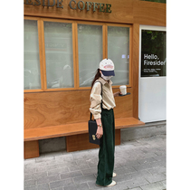 5siss retro straight cotton casual pants womens autumn new adjustable waist buckle loose mopping wide leg pants