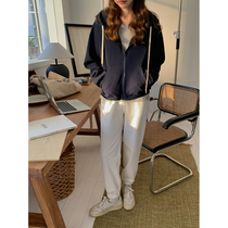 5siss Korean version loose casual even cap sweatshirt female spring small sub-short zip minimalist Lazy Wind Jacket