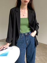 5SISS Korean black suit jacket Lady senior sense fried street retro small suit professional temperament goddess Fan