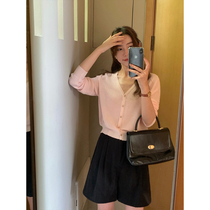 5siss Han Skin Skin V - collar Ice Sweater Summer Thin Air Conditioning Clothes Commuter Long - sleeve Sweater