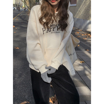 5siss Korean version Leisure loose Alphabet Printed Logo with cap Cavet female 2022 Winter new blouses