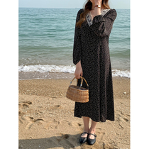 5siss Gentle dont make V collar Long sleeves Fancy Dress Woman 2022 Springy Slim Middle Long snowspun Lions dress