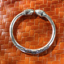 999 handmade bracelet Lotus lotus bud mother girl retro solid opening custom lettering sterling silver diy