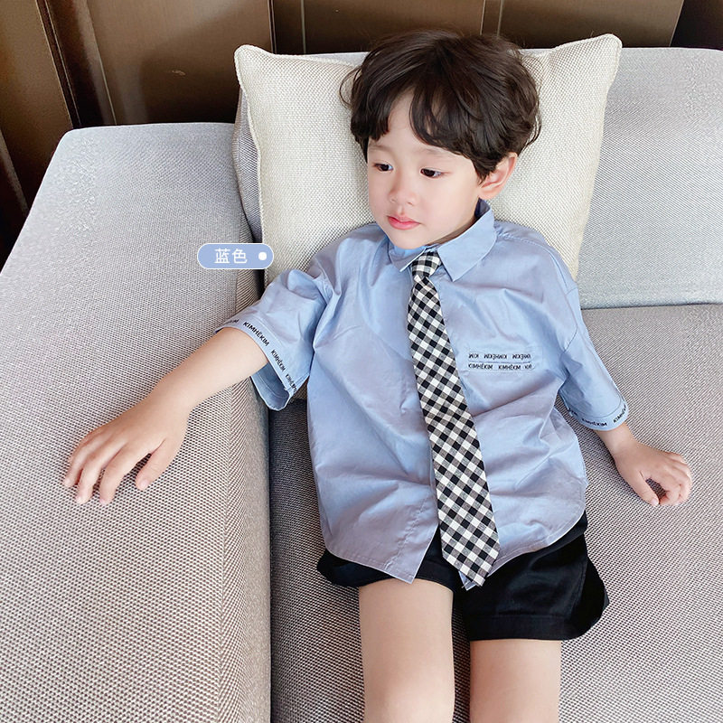 Children Short Sleeve Shirt Boy 2021 Summer New Korean version Performance Dress White Shirt Loose Half Sleeve Shirt Summer