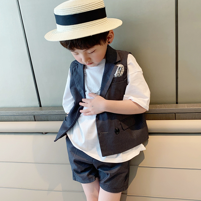 Boys' small dresses summer children's small suits summer catwalk costumes casual Western style Korean version thin male treasure