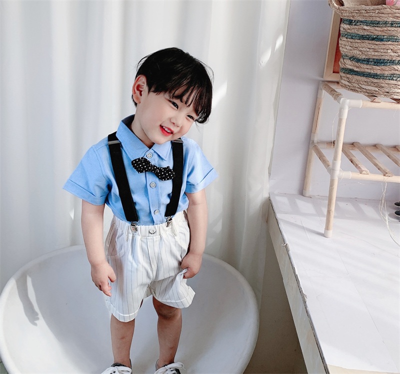 Male Bao Birthday Dress Suit Summer Boy Flowers Boy Flowers Boy Baby Suit Children Summer Thin week Birthday Dinner birthday