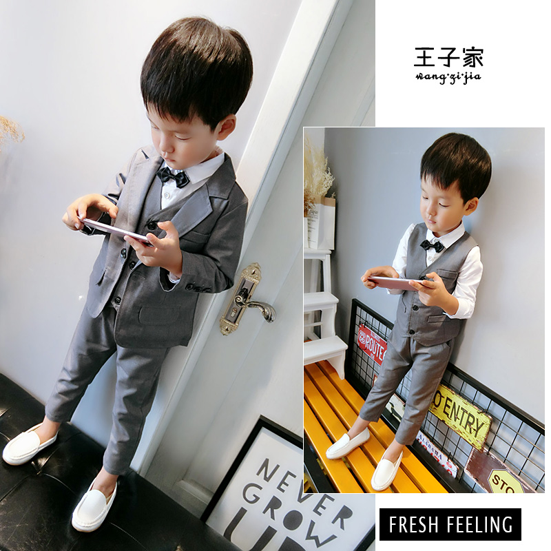 Boy suit suit Three sets of children handsome Inlensey clothes Korean version of flower boy gown The boy's small suit wedding