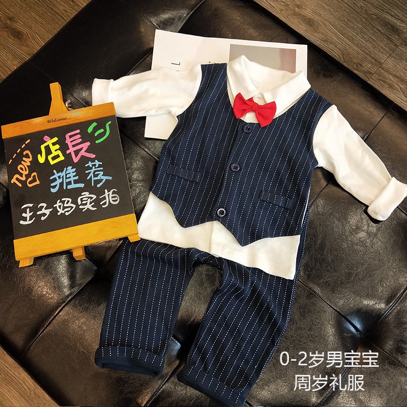 Baby age gown male one year and half male baby clothes small suit suit birthday children 100 days baby boy spring clothing