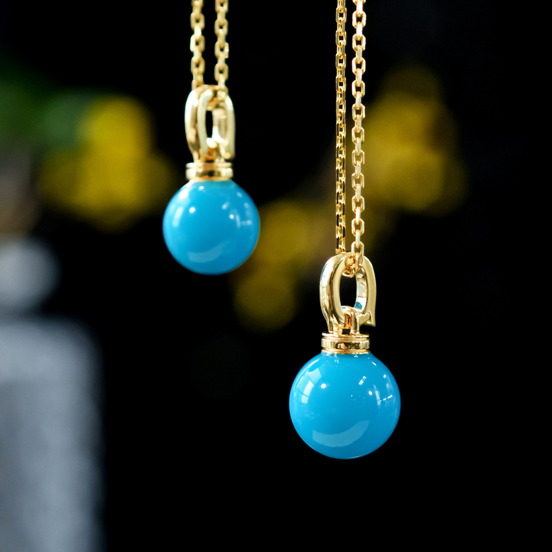 "Wei Family" Meisong Xiaotiliu High-Quality Porcelain Blue Sleeping Beauty Round Turquoise Open Pendant "Wei Family" Meisong Xiaotiliu High-Quality Porcelain Blue Sleeping Beauty Round Turquoise Open Pendant