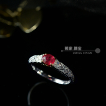 Wei Jia cinnabar 38 5 points natural pigeon red blood red ruby 18K Platinum Group diamond ring