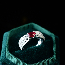 Wei Jia agarwood natural high quality Ruby about 47 minutes 18k platinum diamond ring