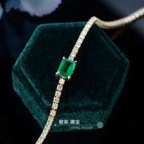 Weis natural long octagonal emerald 1 5 karat Vivid Green 18k gold with diamonds bracelet