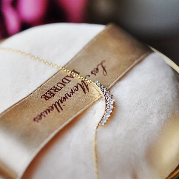 "Wei Jia" Yu Yu Japanese design with shiny natural diamond gradient exquisite 18K gold one necklace