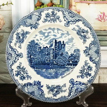 Foreign trade ceramic plate bowl set european steak round shape