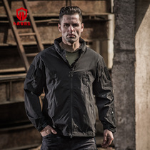 Shark skin subcutter coat men grab fluff hat coat outdoor sports wind and waterproof tactical coat