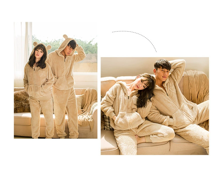 Glory winter Shu cotton nhung dễ thương hoạt hình nam nữ đồ ngủ dài tay cặp vợ chồng ấm áp phục vụ nhà phù hợp 妮