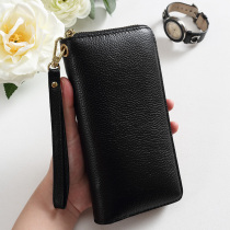  Leather wallet long female cowhide temperament simple mother mobile phone change large capacity multi-card zipper clutch