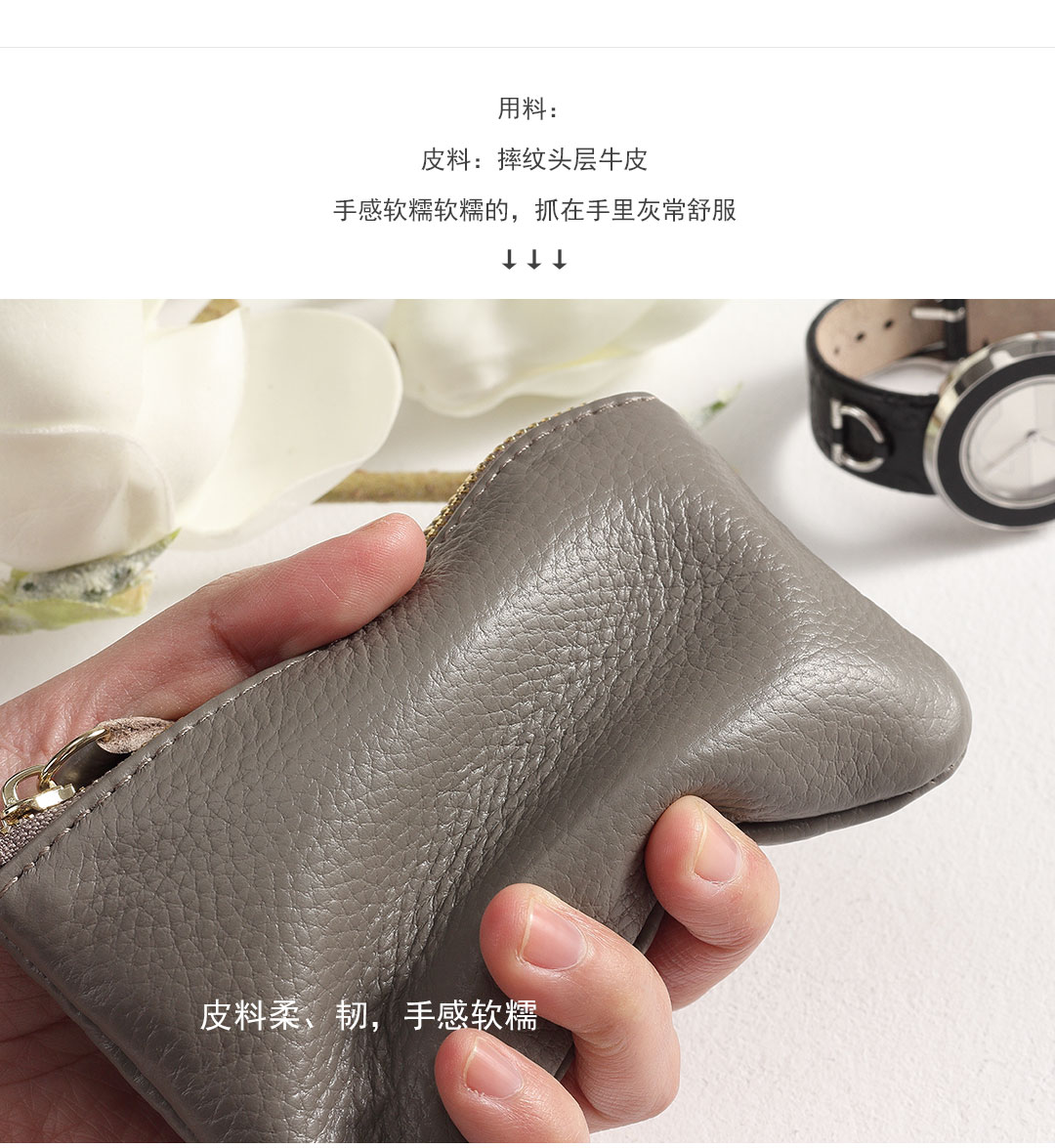 Ví da đồng xu nhỏ da lộn nữ da ngắn dây kéo khóa vòng đơn giản nhỏ túi vuông xu nhỏ túi xu nhỏ ví da nam