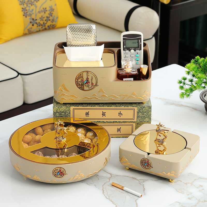 New Chinese dried fruit tray Home Living room Snack Tray Nut Tray Light Extravaganza with lid New Chinese New Year Candy Box Dried Fruit Box