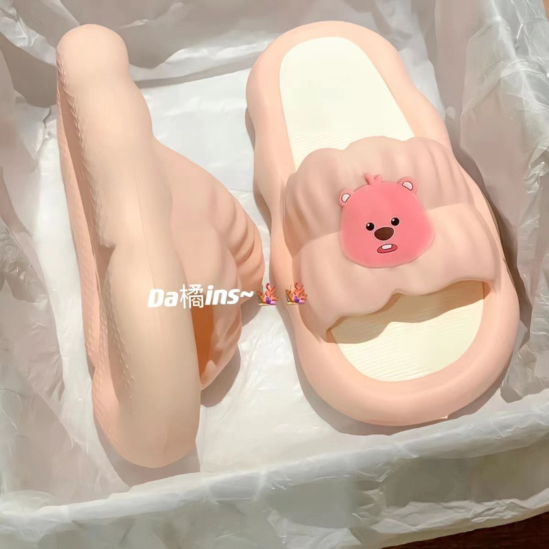 2024 New Strawberry Bear Slippers for Women soft sole Princess Cloud Student Home Cute Internet Celebrity Slide Sandals for Women