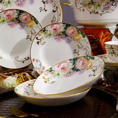 Bowl dish spoon soup pot Fish plate 10 inch steak plate 8 inch dish plate Noodle bowl Free DIY swan flower basket European bone China