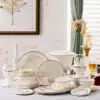 European high-end tableware set Silver edge Phnom Penh bowls dishes dishes Chopsticks Jingdezhen bone China ceramics Wedding gifts