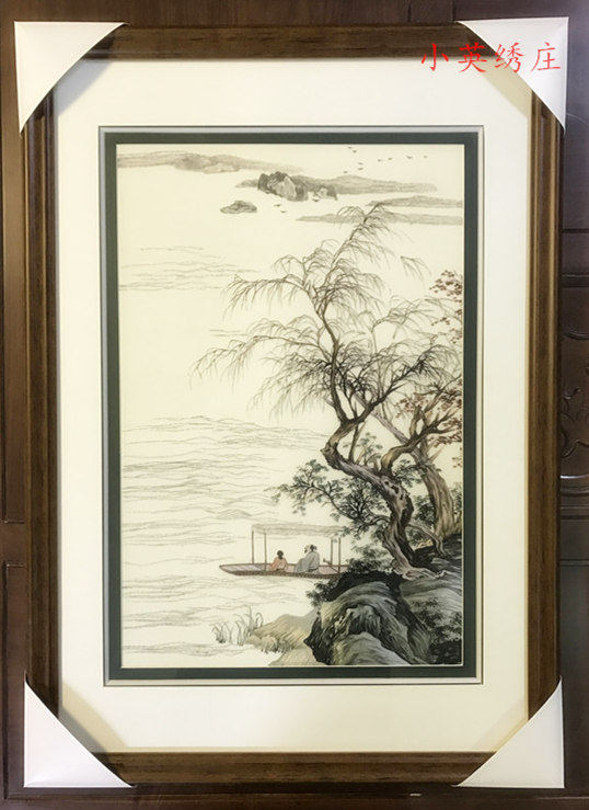 Pure handmade new boutique Suzhou embroidery painting Su embroidery finished product hanging painting Xuanguan decoration painting 4060 Tang-in landscape