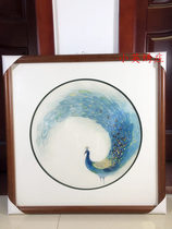 Pure handmade boutique Suzhou embroidery painting Su embroidery finished hanging painting porch decorative painting 3535 Peacock 1