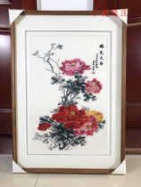 Pure handmade new boutique Suzhou embroidery painting Su embroidery finished hanging painting porch decorative painting 4060 flowers blossom rich