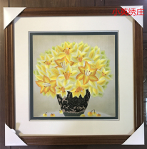 Pure handmade new boutique Suzhou embroidery painting Su embroidery finished hanging painting porch decorative painting 5050 Lily