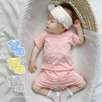 Baby sleepwear Summer thin Iced Silk Artificial Cotton Short Sleeve Shorts Casual Air Conditioning Suit Infant Home Suit Suit