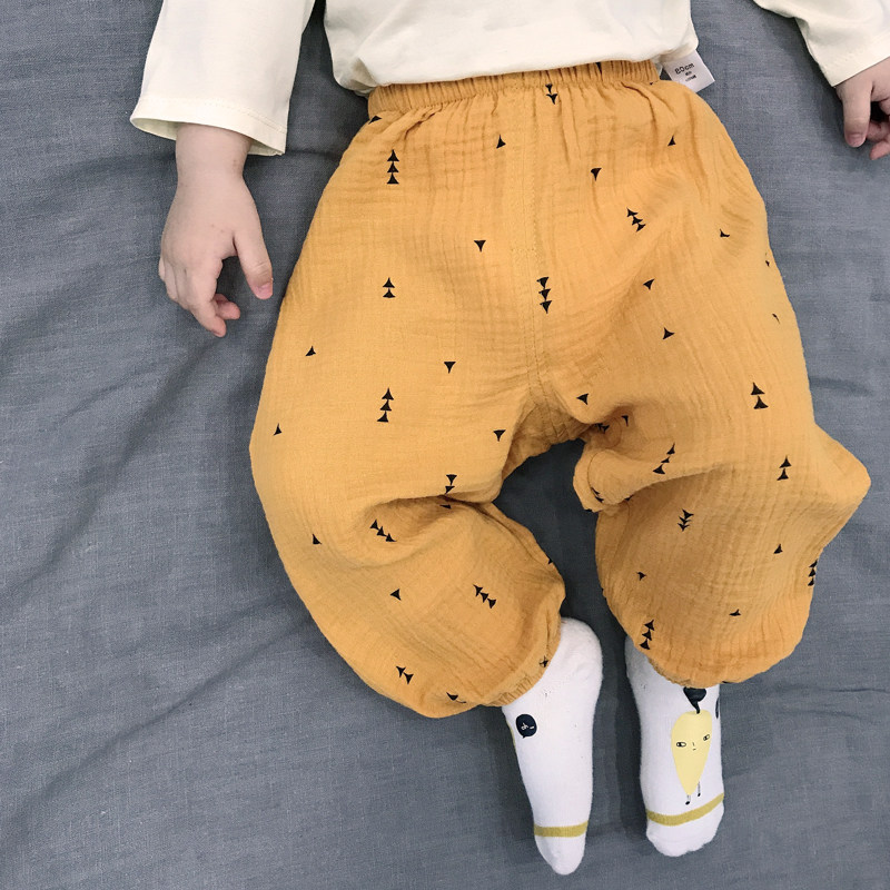 Baby pants autumn cotton gauze fabric breathable pants Han edition lantern relaxed baby pants