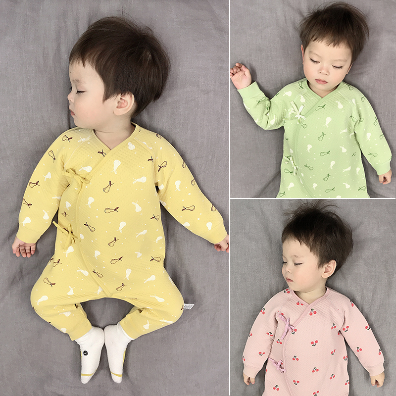 Newborn baby clothes spring and autumn monk clothes boneless air cotton warm pajamas romper romper newborn jumpsuit