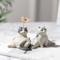Twelve cats Japanese-style small ornaments Healing gifts for women Tanabata Festival creative cute high-end birthday Raccoon flower cat