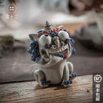 Twelve Pixiu tea pet reverse flow incense burner ornaments fine can be raised ceramic line incense plug creative household lucky town house