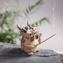 Twelve Mountain and Sea Sutra cute version Pa dragon turtle incense burner line incense plug tea table Tea pet ornaments Dragon boutique can raise Pixiu